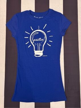 Splash Blue Short Sleeve Tee with White Lightbulb Graphic
